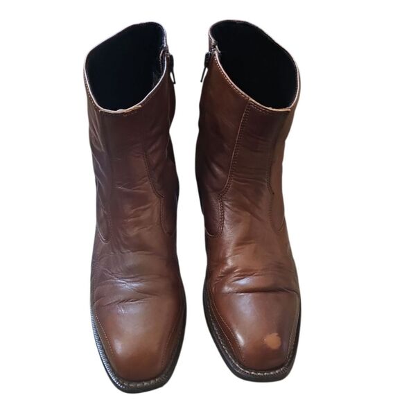 Laredo Leather Boots Sz 11 Classic Brown Western Boots Zip Closure Cowboy Rodeo - Picture 6 of 16